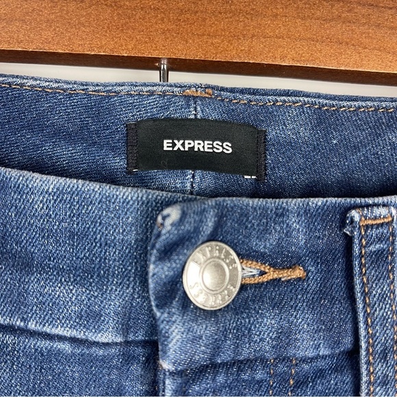 EXPRESS High Rise Flare Jeans Ultra Hyper Stretch Blue Women's Size Small 0 2 4 - Picture 5 of 9